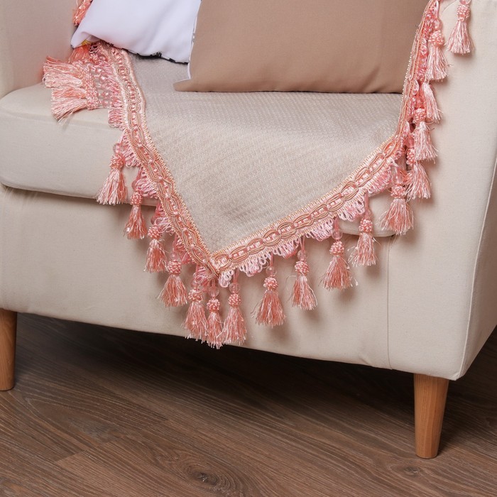 Тесьма с бусинками, 10см, 12±1м, цвет персиковый