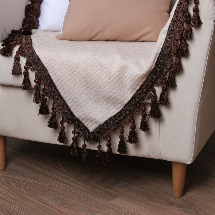 Тесьма с бусинками, 10см, 12±1м, цвет -коричневый