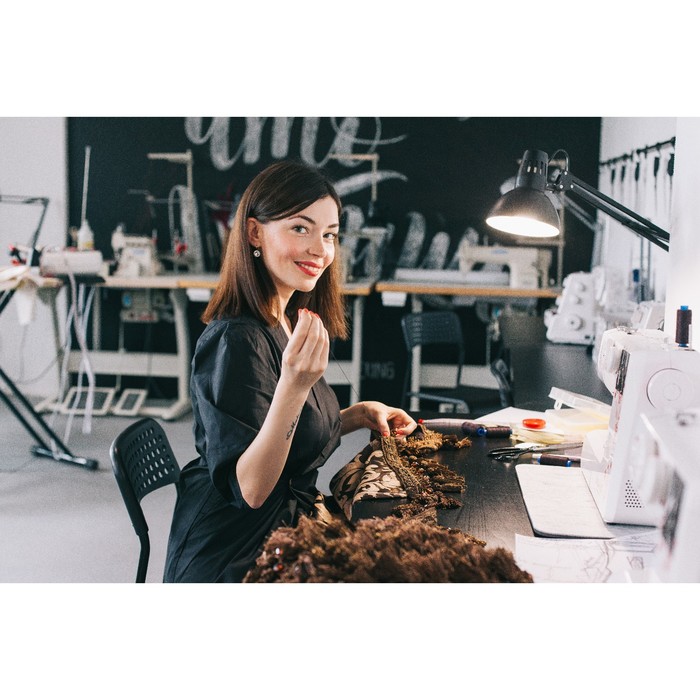 Тесьма с бусинками, 10см, 12±1м, цвет -коричневый