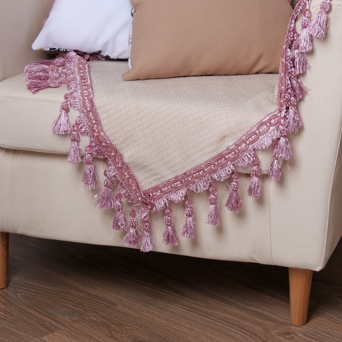 Тесьма с бусинками, 10см, 12±1м, цвет розовый