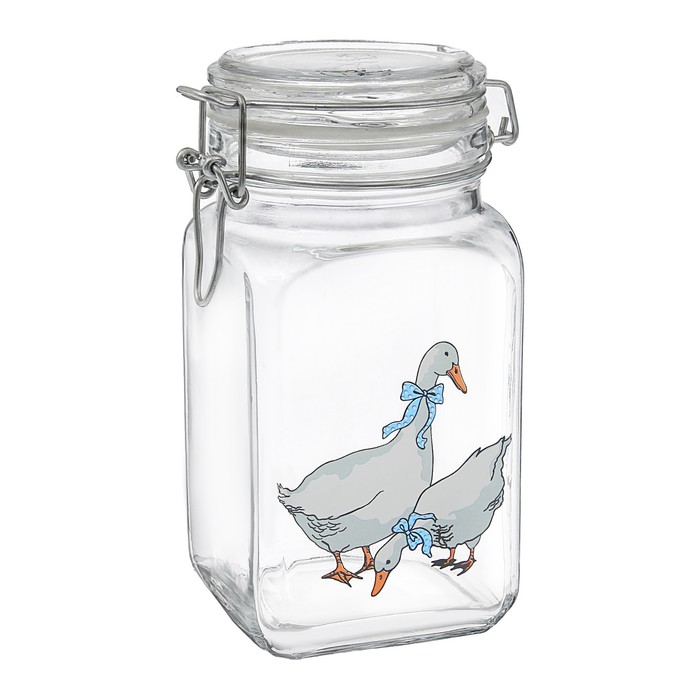 Банка с клипсой 1,3 л "Гуси"