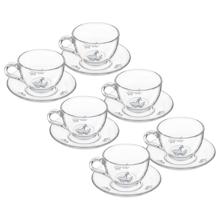 Сервиз чайный на 6 персон "Гуси", 12 предметов: 6 кружек 240 мл, 6 блюдец d=13,5 см