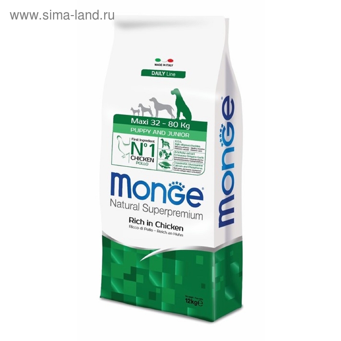 

Сухой корм Monge Dog Maxi для щенков крупных пород, с курицей, 12 кг.