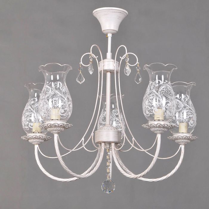 Люстра "Фемида" 5 ламп 60W Е14 белый/золото