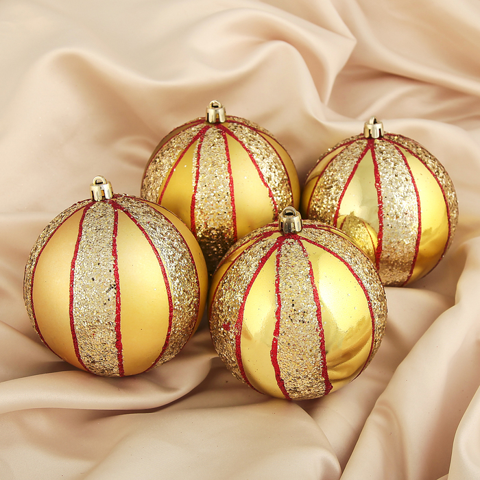 Новогодние шары "Золотой ободок" (набор 4 шт.)