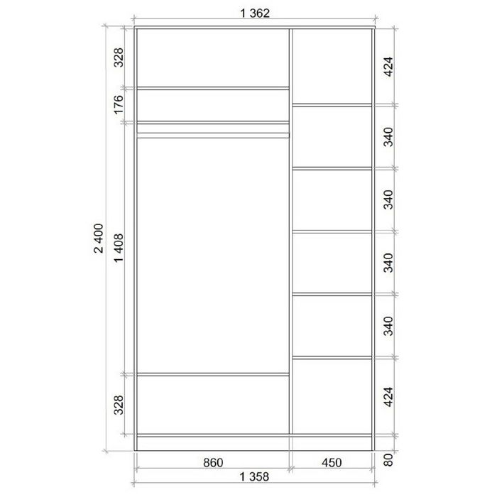Шкаф-Купе Хит-24-14-11, 2400х1362х620 Венге магия