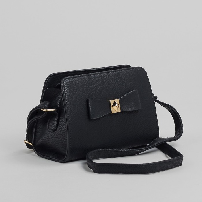 Сумка женская на молнии "Бант", 1 отдел с перегородкой, регулируемый ремень, чёрная