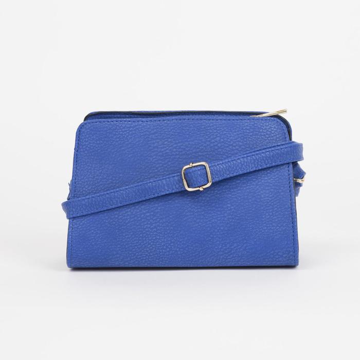 Сумка женская на молнии "Бант", 1 отдел с перегородкой, регулируемый ремень, синяя