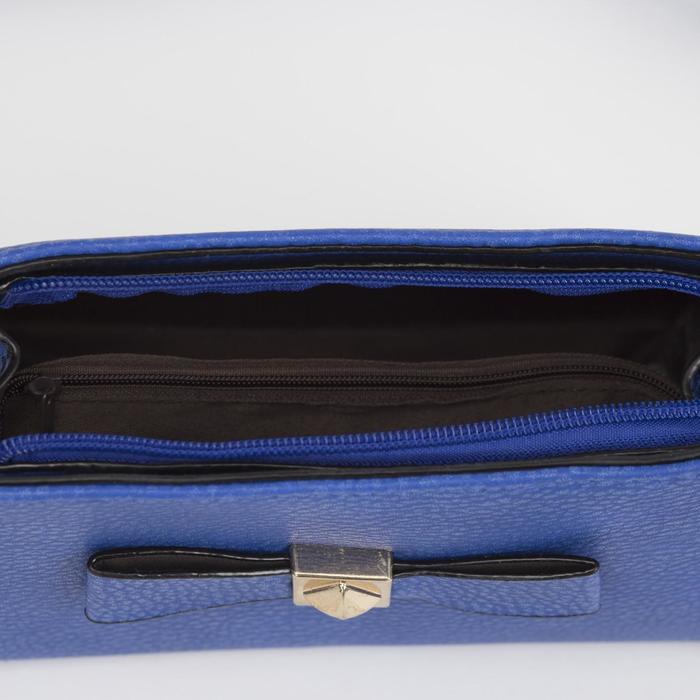 Сумка женская на молнии "Бант", 1 отдел с перегородкой, регулируемый ремень, синяя