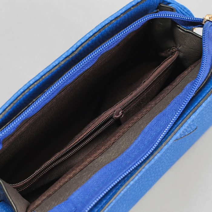 Сумка женская на молнии "Бант", 1 отдел с перегородкой, регулируемый ремень, синяя