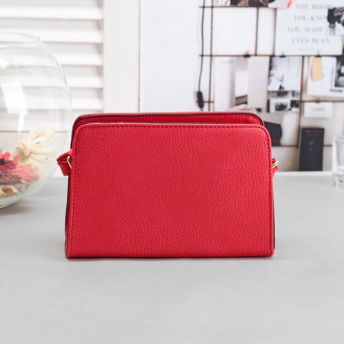 Сумка женская на молнии "Бант", 1 отдел с перегородкой, регулируемый ремень, красная