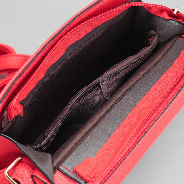 Сумка женская на молнии "Бант", 1 отдел с перегородкой, регулируемый ремень, красная