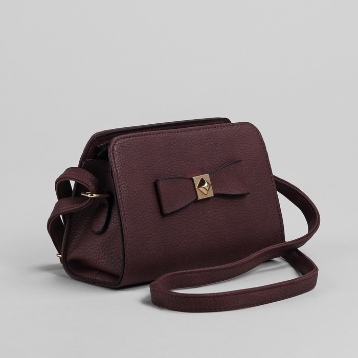 Сумка женская на молнии "Бант", 1 отдел с перегородкой, регулируемый ремень, бордовая