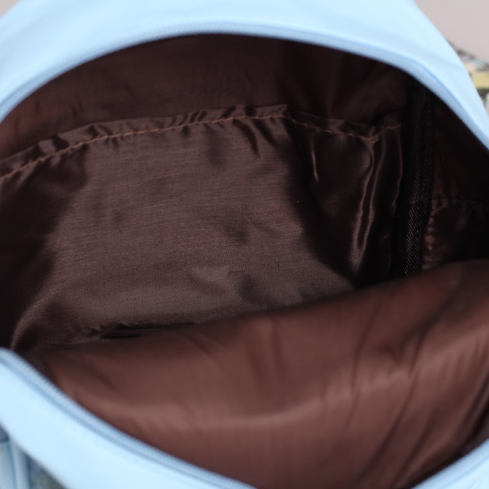 Рюкзак молодёжный на молнии "Цветы", 1 отдел, 2 наружных и 2 боковых кармана, голубой