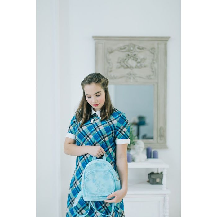 Рюкзак молодёжный на молнии "Цветы", 1 отдел, 2 наружных и 2 боковых кармана, голубой