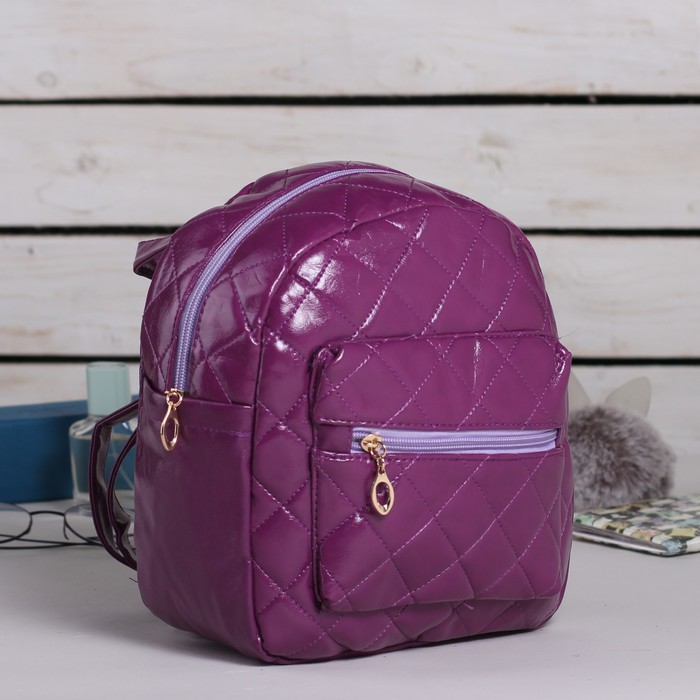 Рюкзак молодёжный на молнии "Ромбы", 1 отдел, 1 наружный и 2 боковых кармана, сиреневый