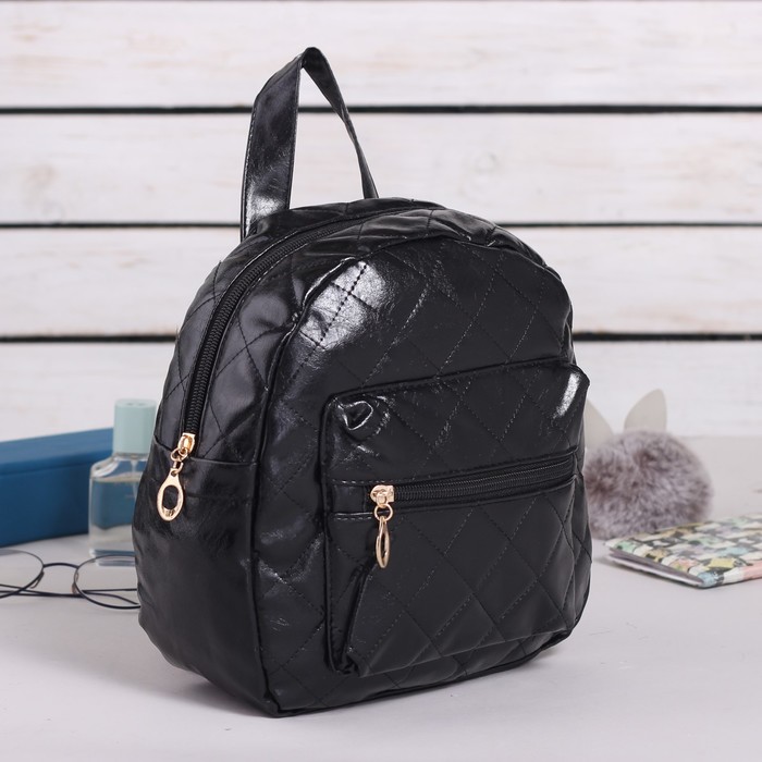 Рюкзак молодёжный на молнии "Ромбы", 1 отдел, 1 наружный и 2 боковых кармана, чёрный