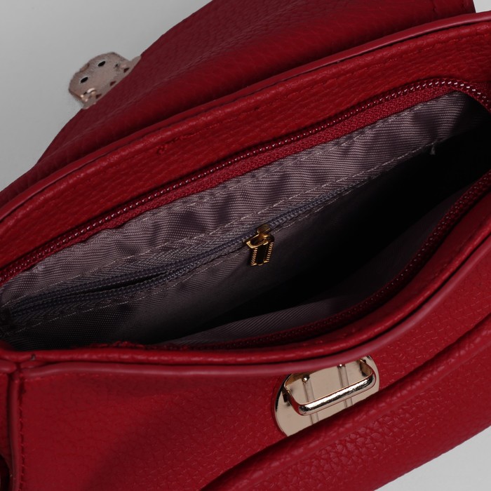 Сумка женская на клапане "Келли", 1 отдел, длинный ремень, красная