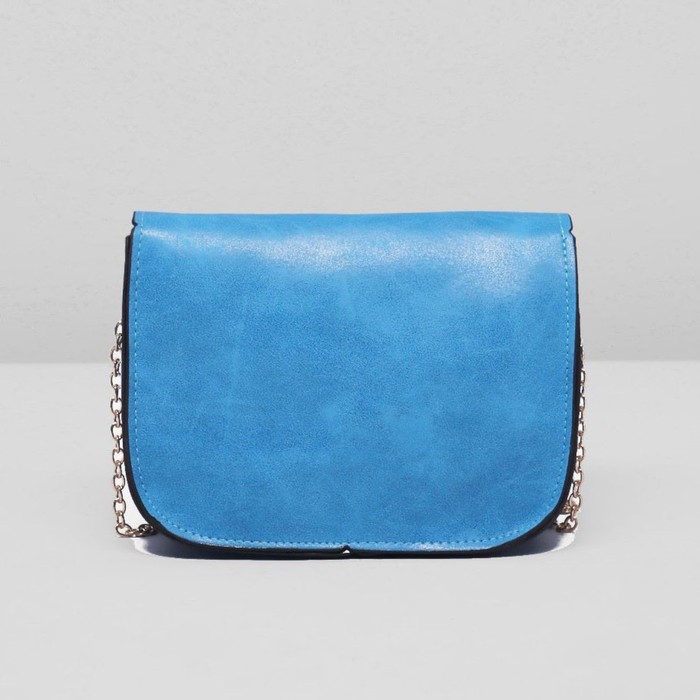 Сумка женская на клапане, 1 отдел, длинная цепочка, цвет синий