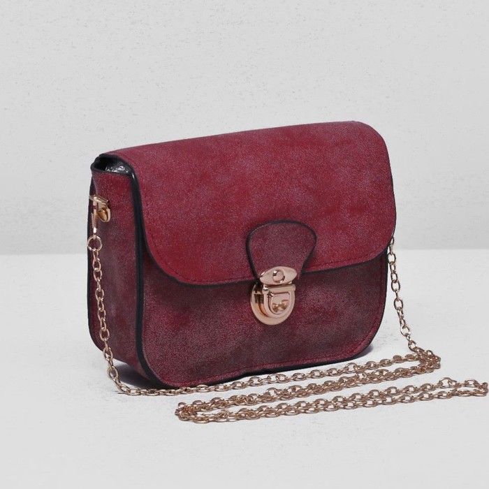 Сумка женская на клапане "Долли", 1 отдел, длинная цепочка, бордовая