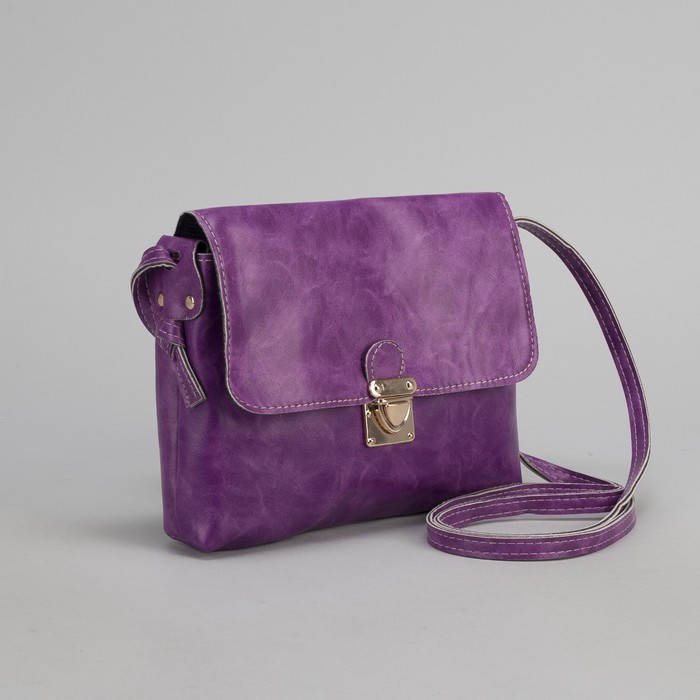 Сумка женская на клапане "Лолла", 1 отдел, длинный ремень, фиолетовая