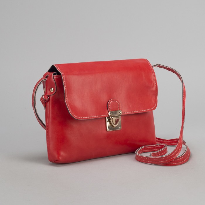 Сумка женская на клапане "Лолла", 1 отдел, длинный ремень, красная