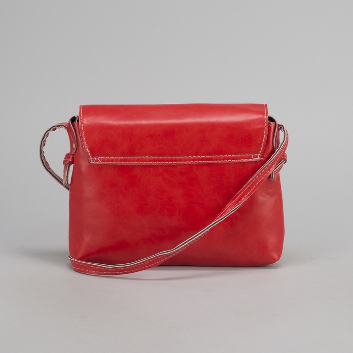 Сумка женская на клапане "Лолла", 1 отдел, длинный ремень, красная