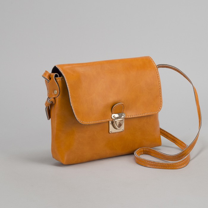 Сумка женская на клапане "Лолла", 1 отдел, длинный ремень, цвет горчичный