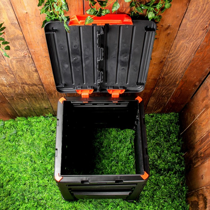 Компостер пластиковый, 320 л, с крышкой, 65 х 65 х 75 см, черный