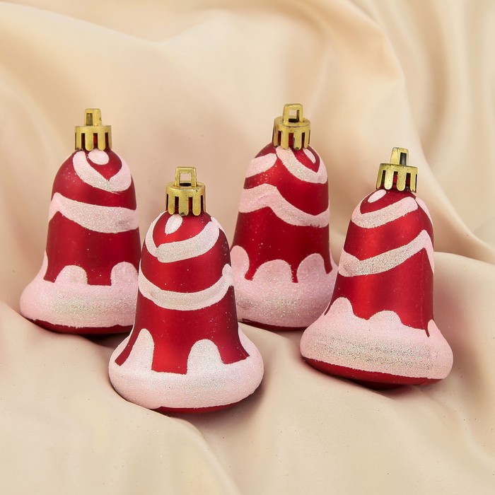 Ёлочные игрушки "Колокольчики со снежным рисунком" (набор 4 шт.)