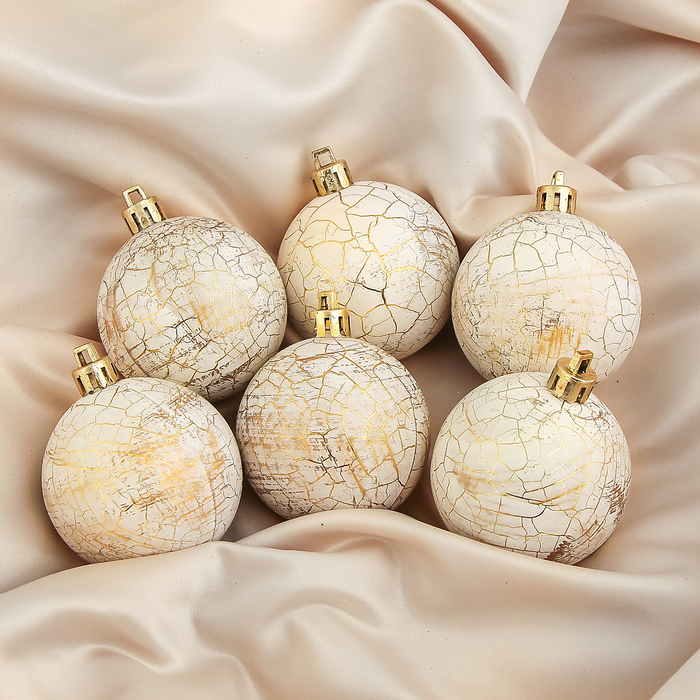 Новогодние шары "Золотой кракелюр" (набор 6 шт.)