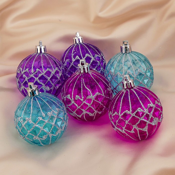 Новогодние шары "Ледяной неон" (набор 6 шт.)