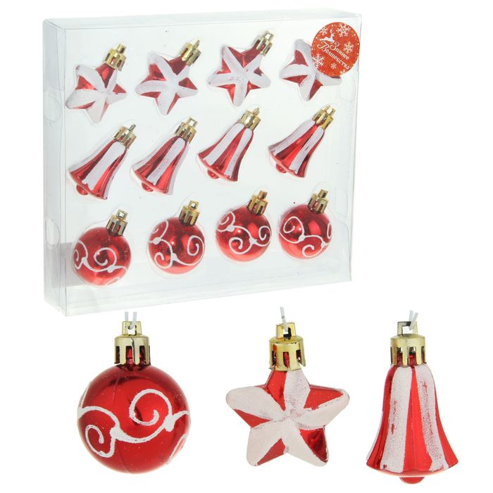 Ёлочные игрушки "Красное ассорти" (набор 12 шт.)