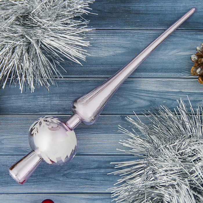 Верхушка на ёлку "Снежинка" розовая