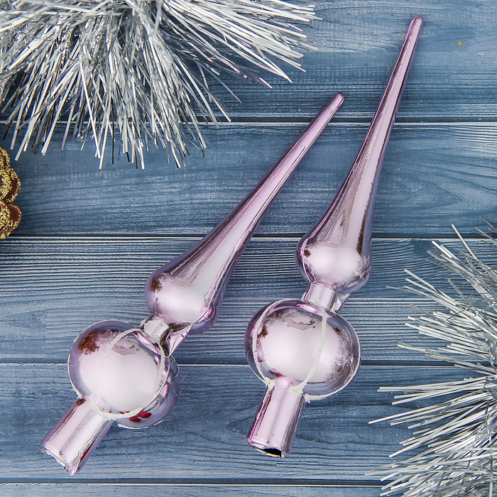 Верхушки на ёлку "Полоса" розовые (набор 2 шт.)