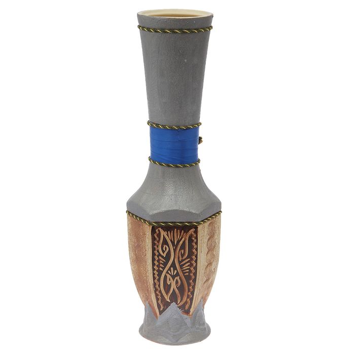 Ваза напольная "Нирвана" ангоб, синяя лента, микс