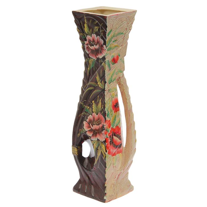 Ваза напольная "Шармэль" кракелюр, чёрно-белая