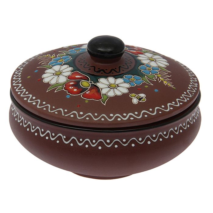 Супница "Полянка" с крышкой, декор, 0,5 л