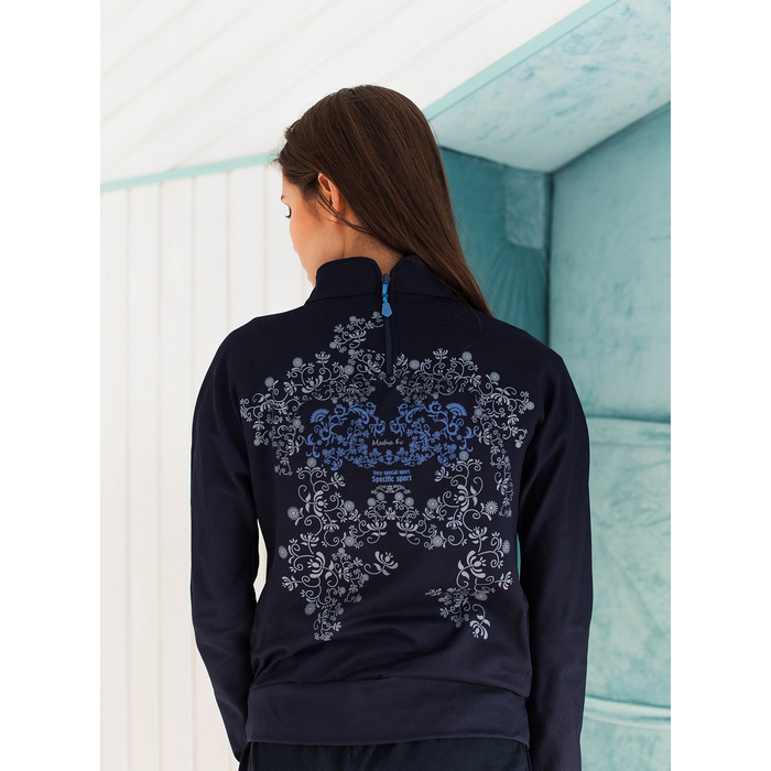 Толстовка женская на молнии, размер 44, цвет тёмно-синий (арт. М-22-05)