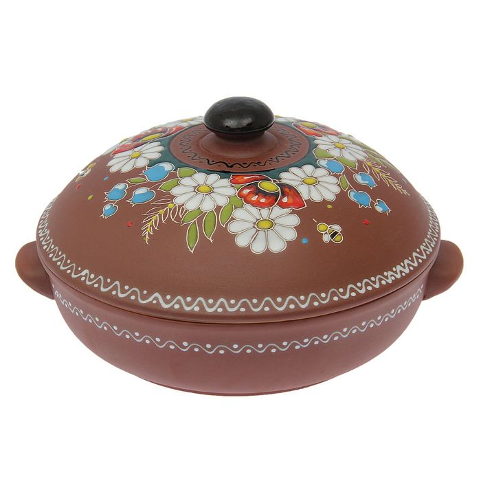 Противень "Полянка" малый, с крышкой, деколь,1,5 л