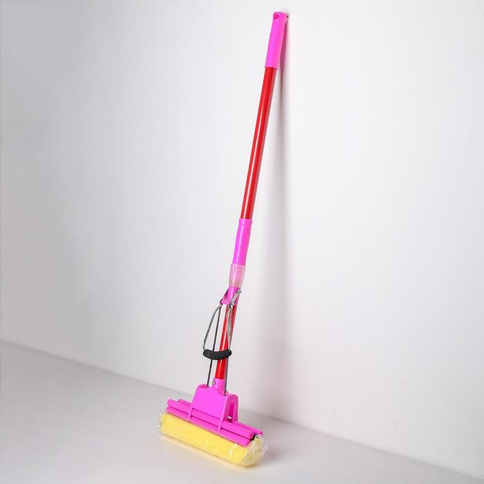 Швабра PVA с двойным роликом, телескопическая окрашенная ручка 93-111 см, цвет МИКС