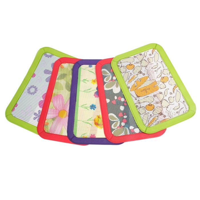 Коврик для ванной, цветная окантовка, цвет МИКС