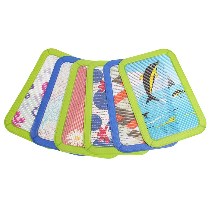 Коврик для ванной, цветная окантовка, цвет МИКС