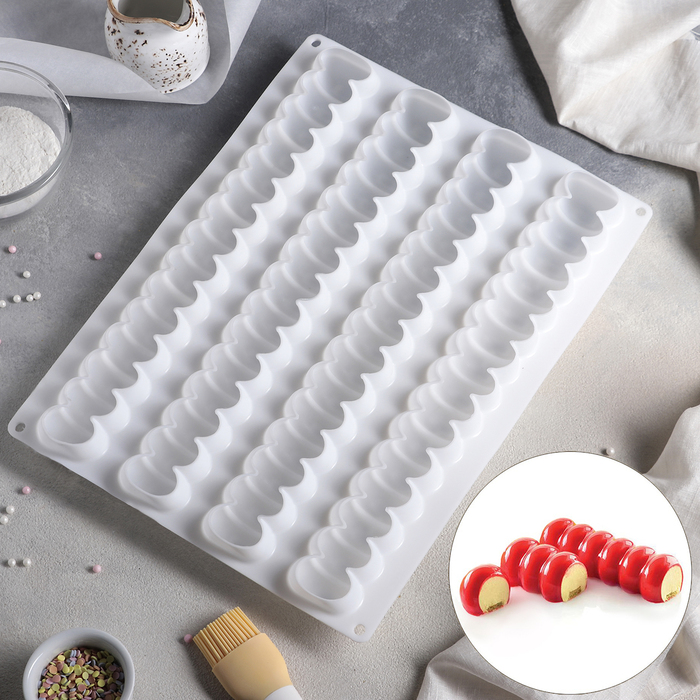 Форма для выпечки и муссовых десертов, 4 ячейки, 38,5х29х4,5 см "Рулет", цвет белый