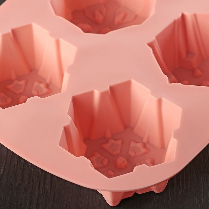 Форма для выпечки, 6 ячеек, 28х18х4 см "Снежинка", МИКС