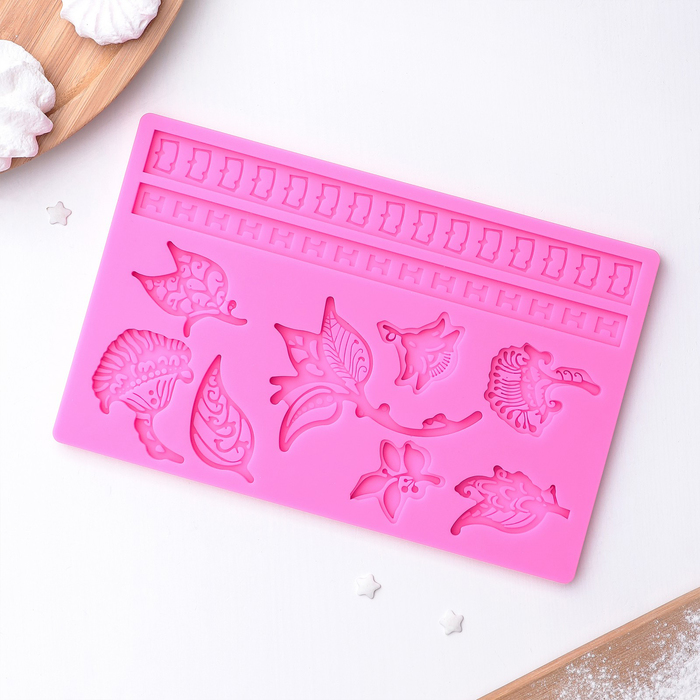 Молд 20х12,5х1 см "Листопад", цвет МИКС