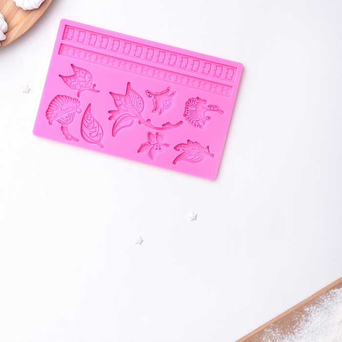 Молд 20х12,5х1 см "Листопад", цвет МИКС