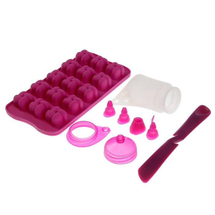 Набор для приготовления конфет "Шоко": 2 формы, лопатка, шприц кондитерский, 4 насадки