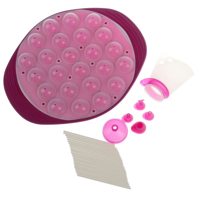 Набор для кейк-попсов "Шоко", 8 предметов: форма с крышкой, палочки, шприц кондитерский, 4 насадки