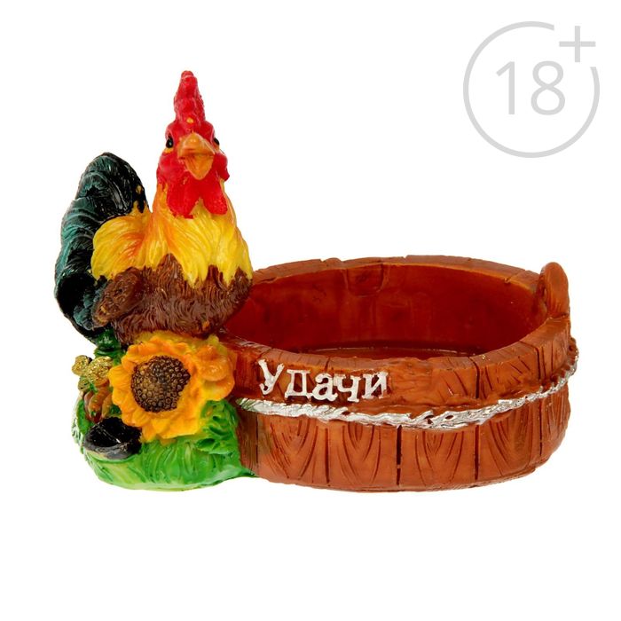 пепельница серия Петушок. Петушок с подсолнухом УДАЧИ 7*11см